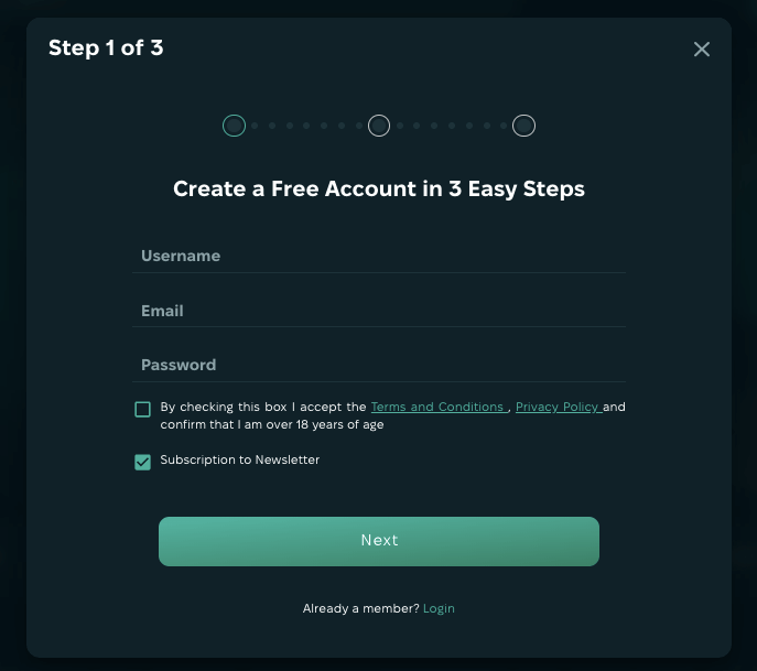 WinsRoyal register process