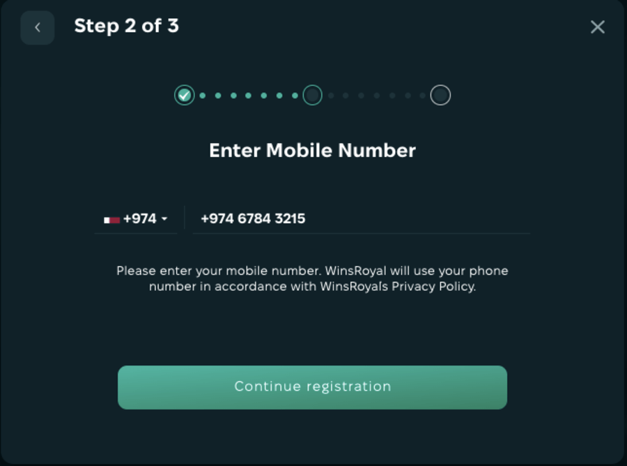 WinsRoyal register process