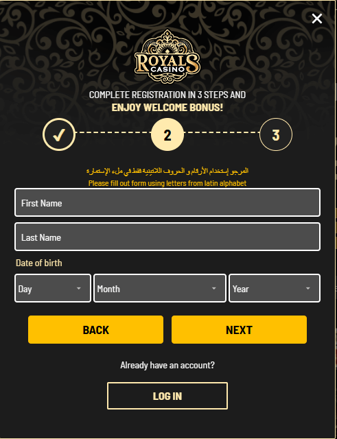 Register for an Account Royals Casino