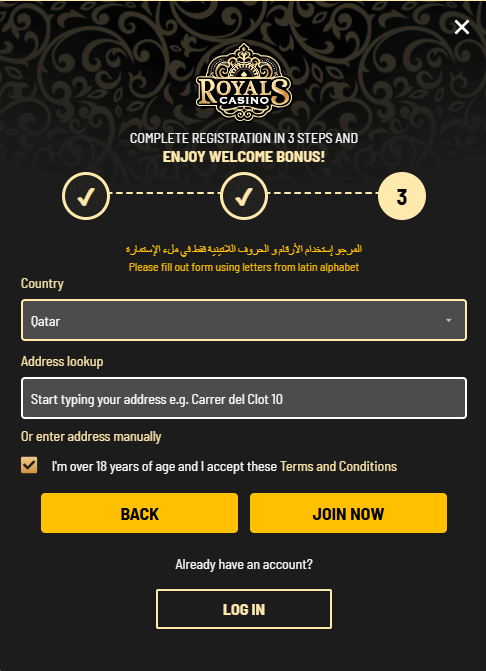 Register for an Account Royals Casino