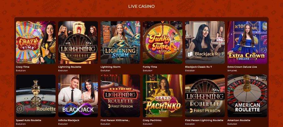 live dealer titles at VegaZone