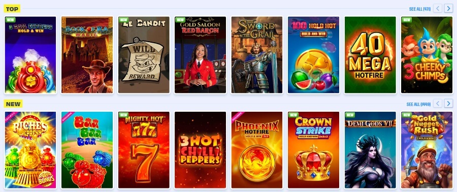OnlySpins slots selection