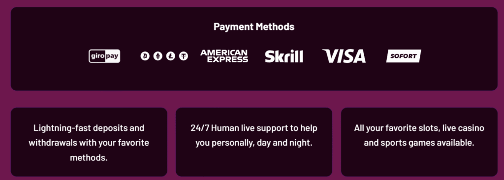Payment Methods of LetsJackpot Casino