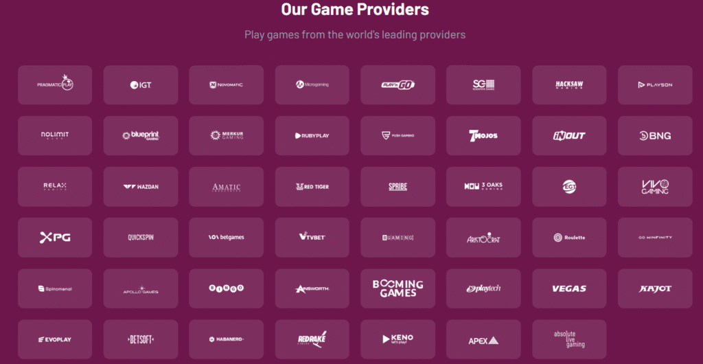 Game providers Live of LetsJackpot Casino